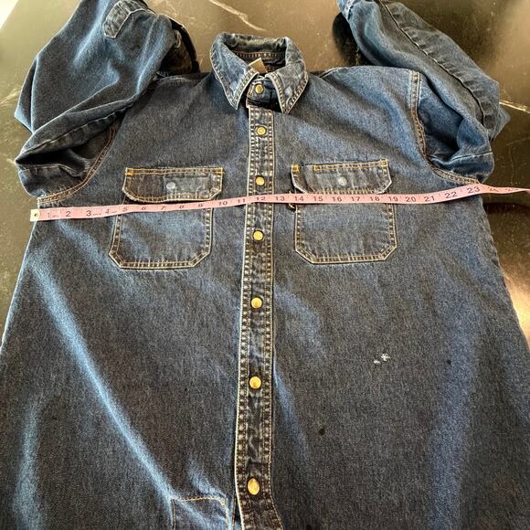 Black Stallion FR Denim Work Shirt Medium Snap Front Utility - Picture 15 of 16